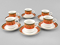 Набор чайных чашек с блюдцами фарфоровых (Набор чайных пар или шапо) 100 мл