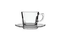 Чайная чашка с блюдцем из стекла (Шапо чайное или пара) 215 мл