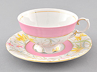 Чайная чашка низкая с блюдцем фарфоровая (Шапо чайное или пара) 200 мл