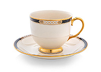 Чайная чашка с блюдцем из костяного фарфора (Шапо чайное или пара) 210 мл