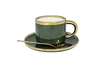 Чайная чашка с блюдцем фарфоровая (Шапо чайное или пара) 220 мл с ложечкой