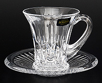 Набор кофейных чашек с блюдцами из богемского стекла (Набор кофейных пар или шапо) 120 мл