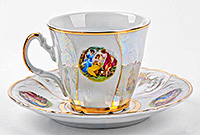 Набор чайных чашек с блюдцами фарфоровых высоких (Набор чайных пар или шапо) 160 мл