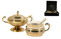 Подарочный чайный сервиз из металла и фарфора 14 предметов