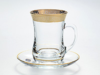 Набор чайных чашек с блюдцами из богемского стекла (Набор чайных пар или шапо) 250 мл