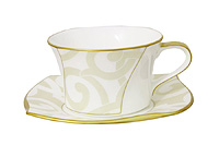 Чайная чашка с блюдцем из костяного фарфора (Шапо чайное или пара) 330 мл