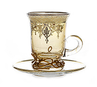 Набор чайных чашек с блюдцами стеклянных (Набор чайных пар или шапо) 150 мл