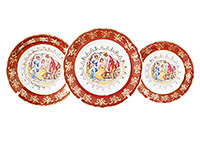 Набор тарелок из фарфора разного размера (Садо) 18 предметов