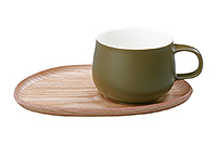 Чайная чашка фарфоровая с блюдцем из дерева (Шапо чайное или пара) 250 мл