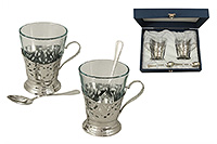Подарочный чайный набор из металла и стекла 6 предметов