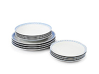 Набор фарфоровых тарелок разного размера (Садо) 12 предметов