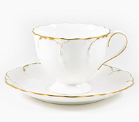 Набор чайных чашек с блюдцами из костяного фарфора (Набор чайных пар или шапо) 250 мл