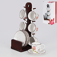 Набор кофейных чашек с блюдцами керамических (Набор кофейных пар или шапо) 100 мл с подставкой