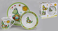 Детский набор посуды 3 предметов из фарфора