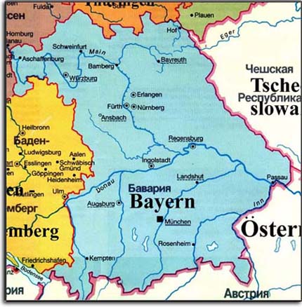 Карта Баварии.