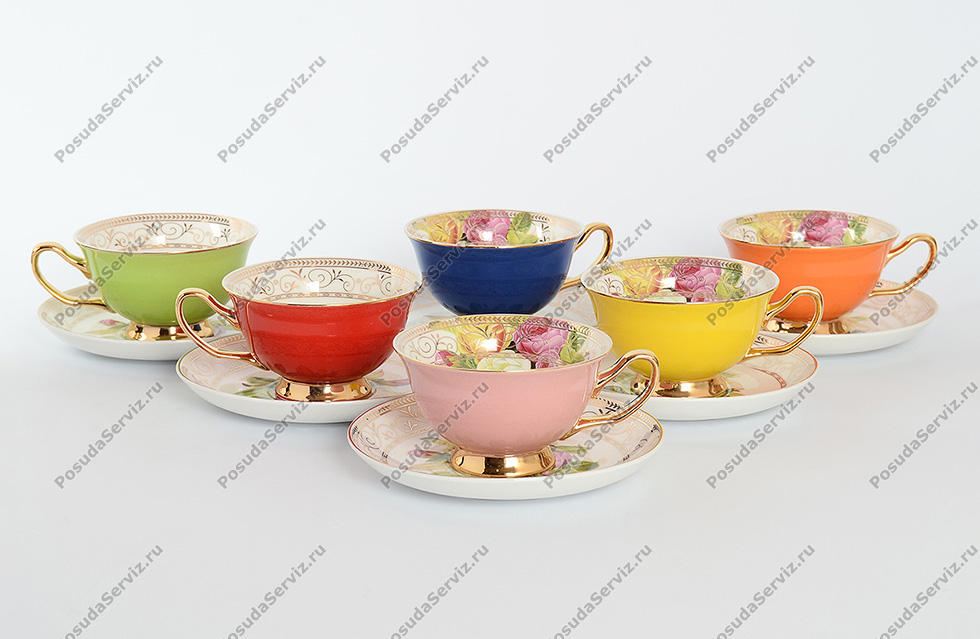 Набор чайных чашек с блюдцами керамических 220 мл  |  по .