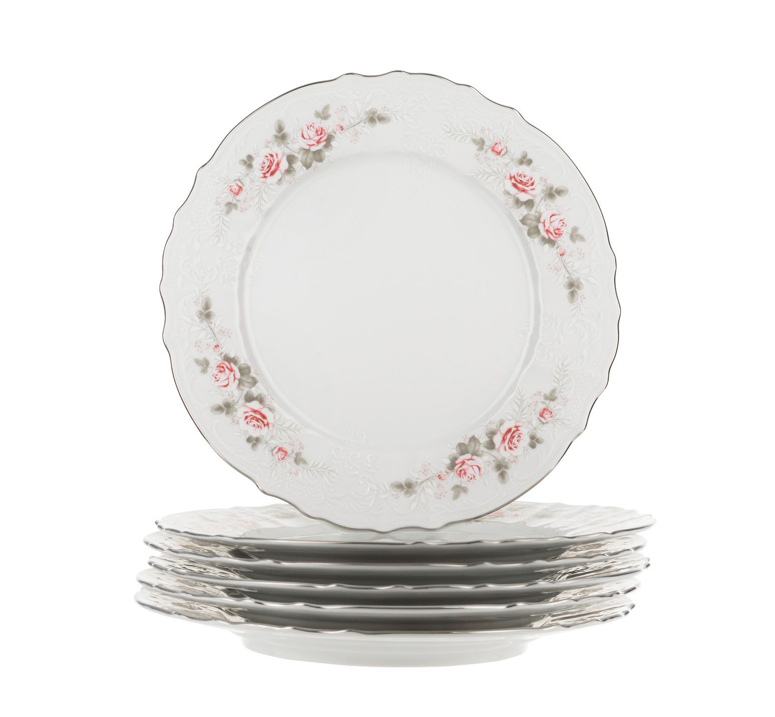 Тарелка обеденная фарфор. Bernadotte сервиз бледные розы.
