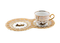 Чайная чашка с блюдцем из фарфора (Шапо чайное или пара)