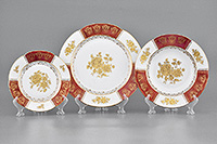 Набор фарфоровых тарелок разного размера (Садо) 18 предметов