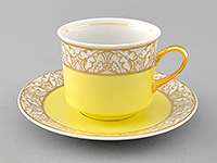 Чайная чашка высокая с блюдцем фарфоровая (Шапо чайное или пара) 200 мл