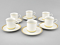 Набор кофейных чашек из фарфора с блюдцами (Набор кофейных пар или шапо) 150 мл