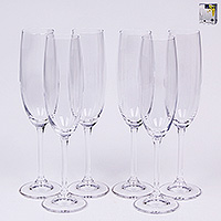 Набор бокалов для шампанского из стекла (фужеры) 220 мл