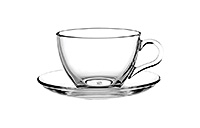 Чайная чашка с блюдцем стеклянная (Шапо чайное или пара) 180 мл