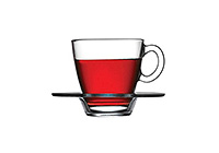 Чайная чашка с блюдцем стеклянная (Шапо чайное или пара) 215 мл