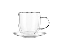 Чайная чашка с блюдцем из термостойкого стекла (Шапо чайное или пара) 250 мл