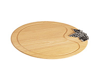 Блюдо круглое сервировочное из дерева и нержавеющей стали (Круг) 2x50x30 см