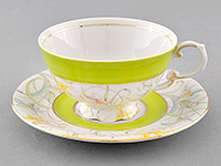 Чайная чашка низкая с блюдцем фарфоровая (Шапо чайное или пара) 200 мл