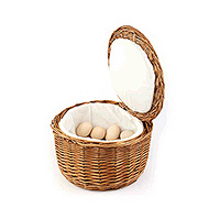 Корзина для хранения яиц из дерева и текстиля 26x17 см