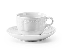 Чайная чашка с блюдцем фарфоровая (Шапо чайное или пара) 210 мл