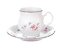 Чайная чашка с блюдцем фарфоровая (Шапо чайное или пара) 310 мл