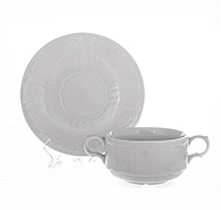 Тарелка для супа фарфоровая с блюдцем (Бульонница) 165 мл