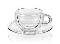 Набор чайных чашек с блюдцами стеклянных (Набор чайных пар или шапо) 240 мл