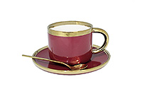 Чайная чашка с блюдцем фарфоровая (Шапо чайное или пара) 220 мл с ложечкой