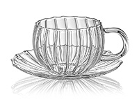 Набор кофейных чашек с блюдцами стеклянных (Набор кофейных пар или шапо) 70 мл