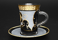 Набор чайных чашек с блюдцами из богемского стекла (Набор чайных пар или шапо) 250 мл