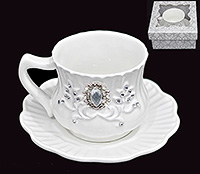 Чайная чашка с блюдцем керамические (Шапо чайное или пара) 200 мл