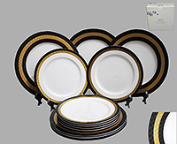 Набор фарфоровых тарелок разного размера (Садо) 12 предметов