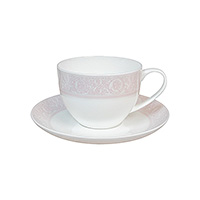 Чайная чашка с блюдцем из костяного фарфора (Шапо чайное или пара) 250 мл