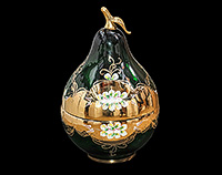 Конфетница из богемского стекла (Ваза для конфет) 40х26 см с крышкой груша