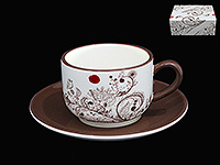 Чайная чашка с блюдцем керамические (Шапо чайное или пара) 300 мл