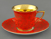 Чайная чашка с блюдцем фарфоровая (Шапо чайное или пара) 100 мл