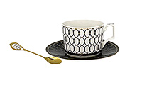 Чайная чашка с блюдцем керамическая (Шапо чайное или пара) 230 мл с ложечкой