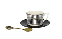 Чайная чашка с блюдцем керамическая (Шапо чайное или пара) 230 мл с ложечкой