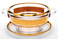 Набор тарелок для супа из богемского стекла с блюдцем (Бульонниц)