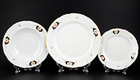Набор фарфоровых тарелок разного размера (Садо) 18 предметов