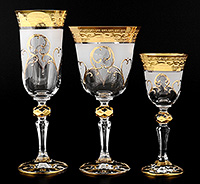 Набор фужеров (бокалов) из богемского стекла 18 предметов